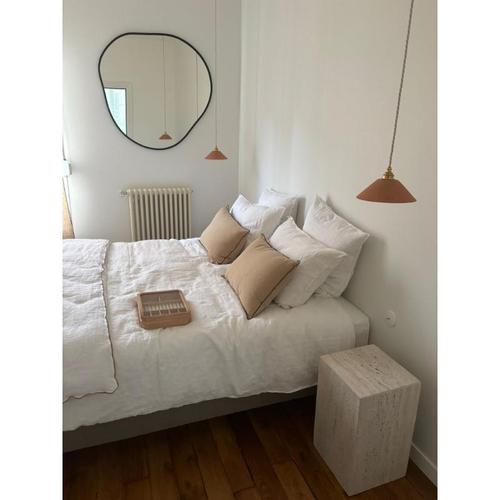 Cubes Square Muted Beige Travertine Decorative Side Table by Beije Avenue For Sale - Image 6 of 8