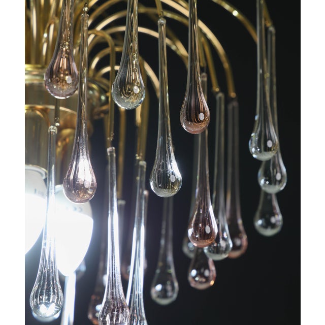 1980s Lady Grace, Chandelier With Pink and Transparent Pendants, Murano Glass For Sale - Image 13 of 15