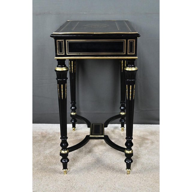 Late 19th Century Napoleon III Blackened Wood Worktable For Sale - Image 15 of 18