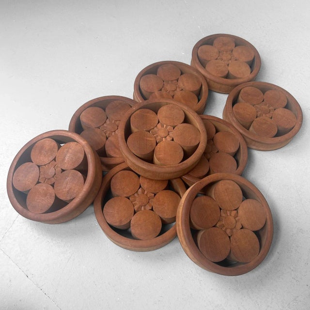 Japanese Wooden Plum Blossom Ornaments, 1920s, Set of 9 For Sale - Image 10 of 17