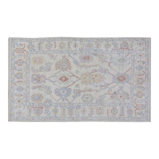 Turkish Oushak Hand Knotted Wool Rug, 3'9x6'4" For Sale