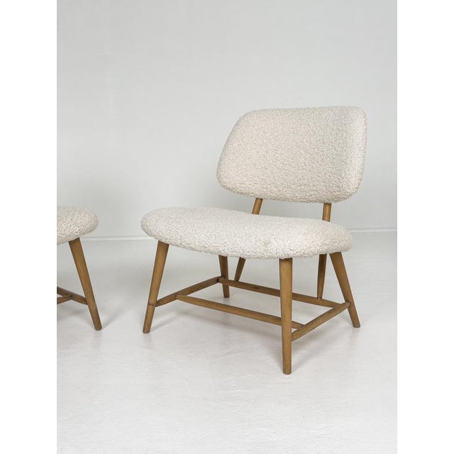 Swedish Modern Lounge Chairs in Ivory Bouclé Upholstery from Alf Svensson, 1950, Set of 2 For Sale - Image 4 of 10