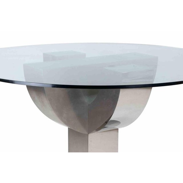 Vintage Metal and Glass Table attributed to Mario Sabot, Italy, 1970s For Sale - Image 4 of 9