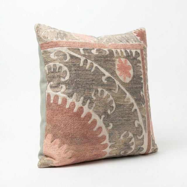 This beautiful 22'' x 24'' hand-embroidered Suzani pillow cover was made from authentic Uzbek cotton fabric. The intricate...