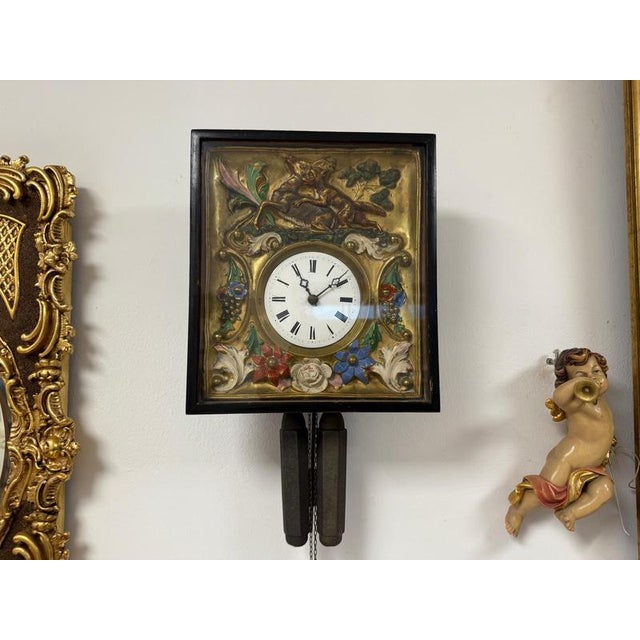 Antique French Wall Clock, 1890s For Sale - Image 6 of 8