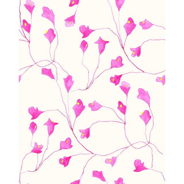 Contemporary Wild Iris Wallpaper by Susan Hable in Pink For Sale - Image 3 of 3