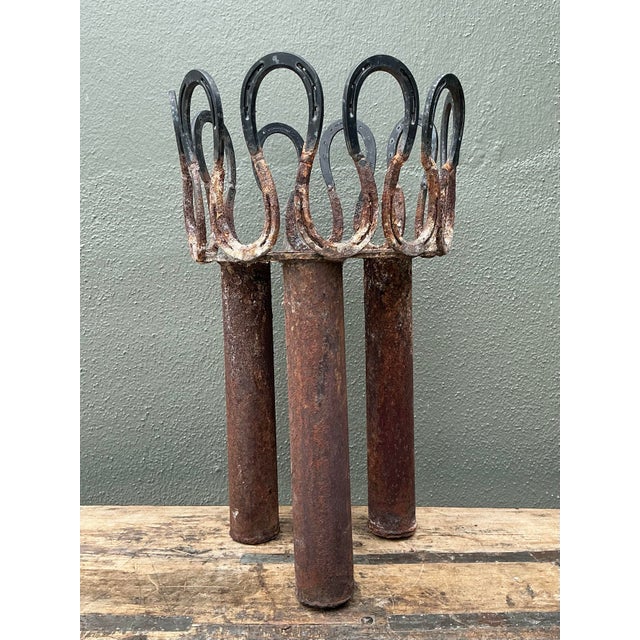 Vintage Rusty Horseshoe Tall Plant Stand For Sale - Image 11 of 12