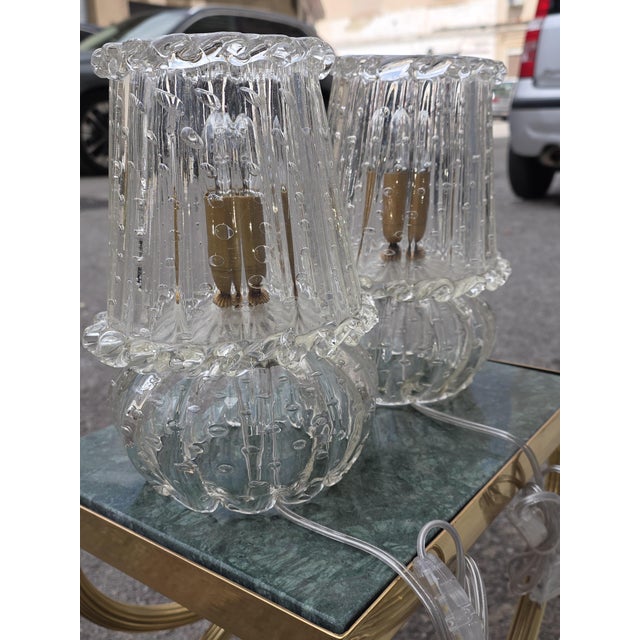Murano Glass Table Lamps with Bubbles from Barovier, 1930, Set of 2 For Sale - Image 8 of 12