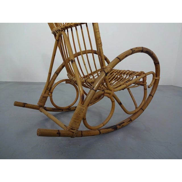 Mid-Century Italian Bamboo Rocking Chair, 1950s For Sale - Image 9 of 18