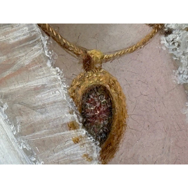 Wood 19th Century Oil Painting Portrait Young Dutch Hague Lady Nobility Framed For Sale - Image 7 of 12