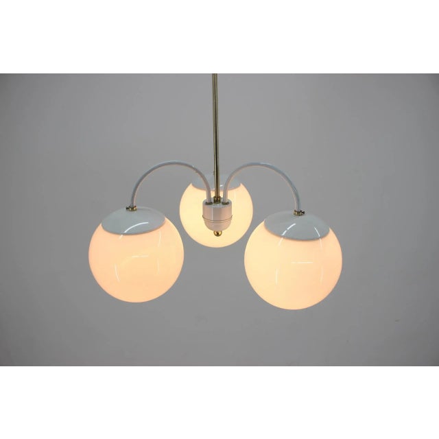 White Mid-Century White Chandelier from Kamenický Šenov, 1970s For Sale - Image 8 of 11