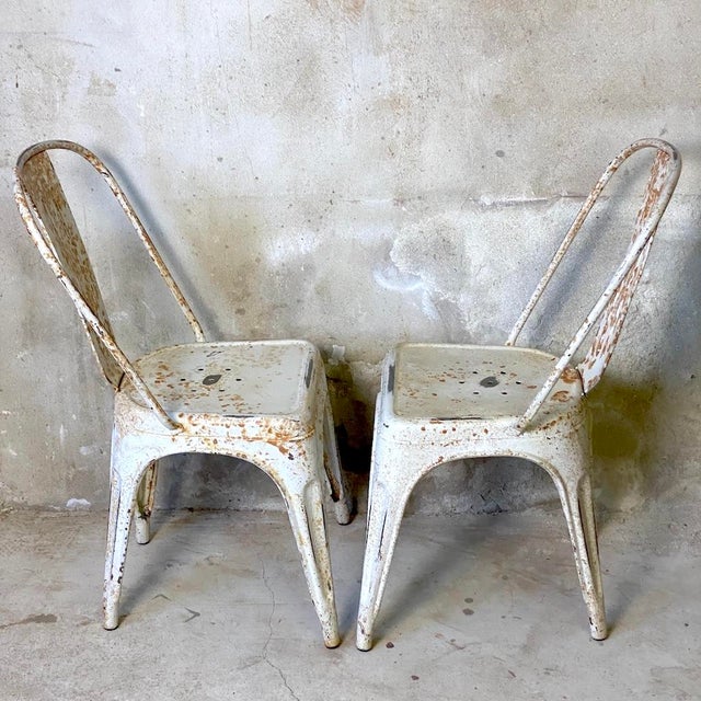 White Model A Tolix Chairs from Xavier Pauchard, 1950s, Set of 2 For Sale - Image 8 of 10