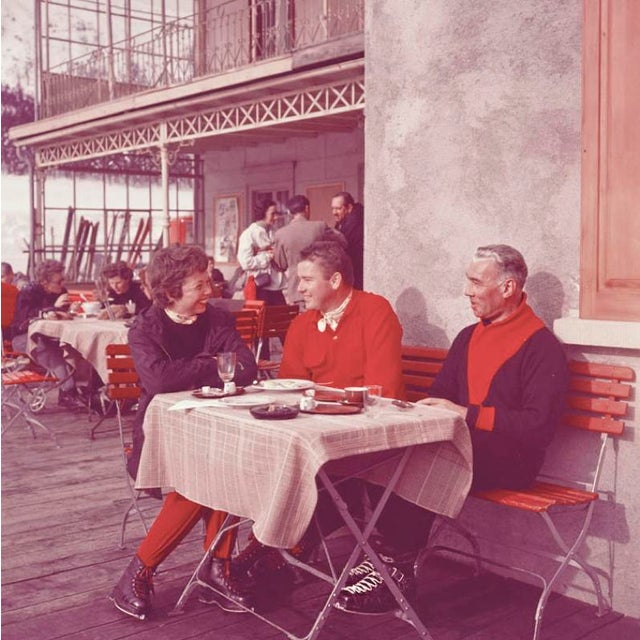 Apres Ski Time 1951 kiers on the terrace of an resaurant, Klosters, Switzerland, 1951. Toni Frissell Antoinette Frissell...