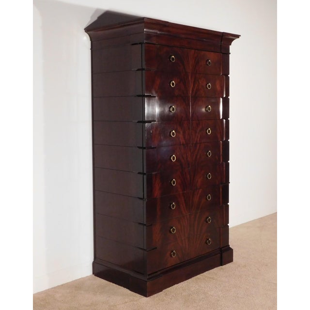 Thomas Pheasant for Baker Furniture Massive Flame Mahogany Empire Linen Press For Sale - Image 9 of 15