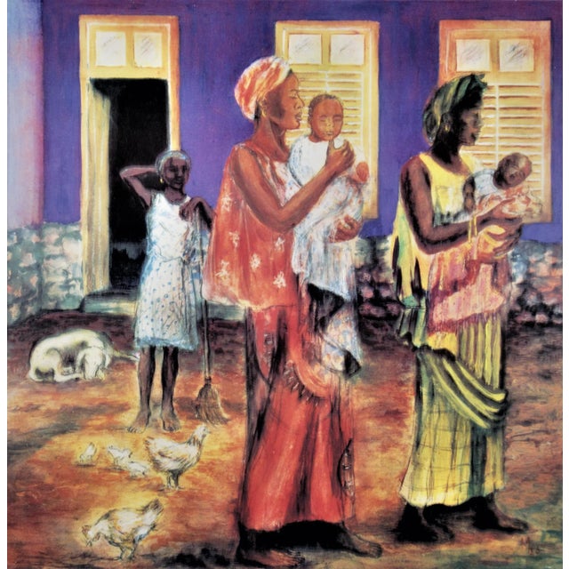 This artwork titled "Waiting Game" 1991 is a color offset lithograph by noted African/American artist Yvonne Cole Meo,...
