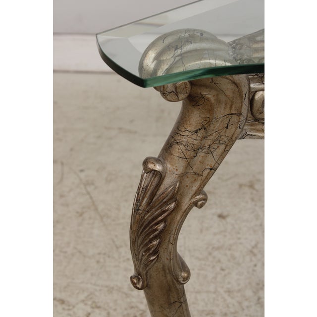 Vintage Silver Finish Glass Top Console Table For Sale - Image 16 of 18