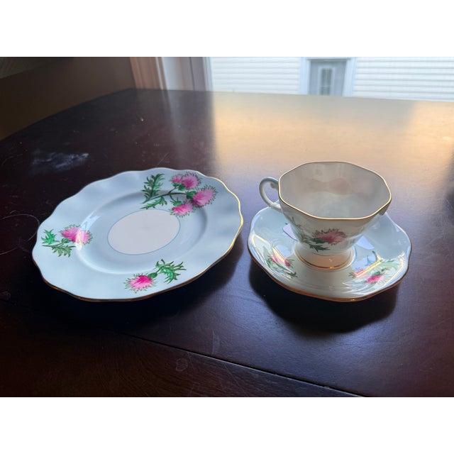 A beautiful, authentic vintage 3-piece fine bone china tea trio crafted in England by E.B. Foley (Elijah Brain & Co.)....
