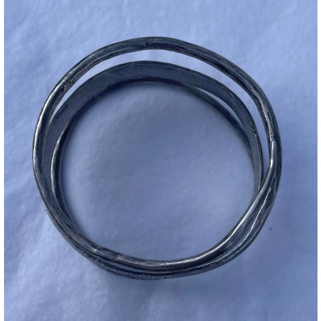 1980s Hmong Hill Tribe Sterling Silver Triple Wrap Bracelet For Sale In New York - Image 6 of 12