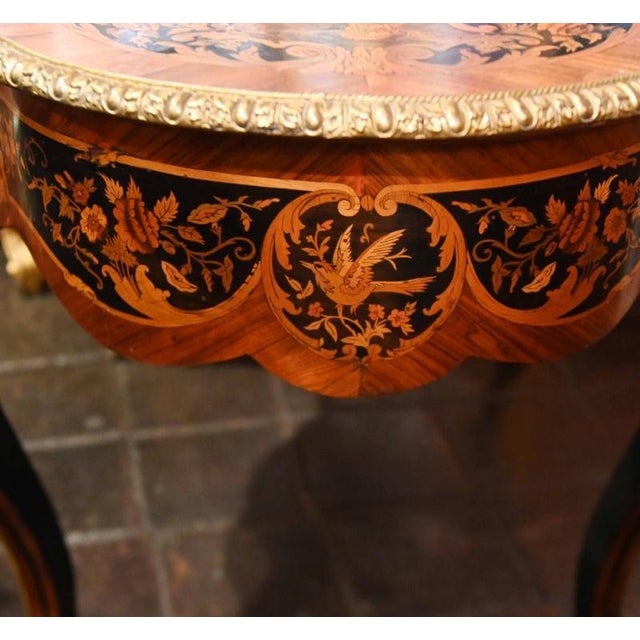 Antique French Louis XV Marquetry Inlay Centre Table, 1860 For Sale - Image 10 of 11