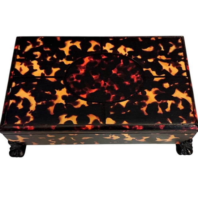 English Vintage Faux Tortoise Shell Large Box For Sale - Image 3 of 8