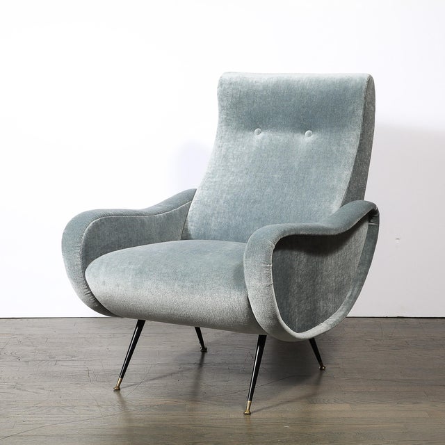 Mid-Century Modernist Lady Arm Chairs in Powder Blue Mohair by Marco Zanuso For Sale In New York - Image 6 of 13