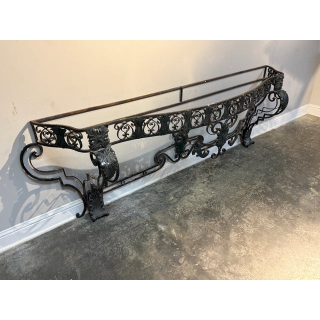Metal Early 20th Century Art Deco Ornate Wrought Iron Console Table For Sale - Image 7 of 7