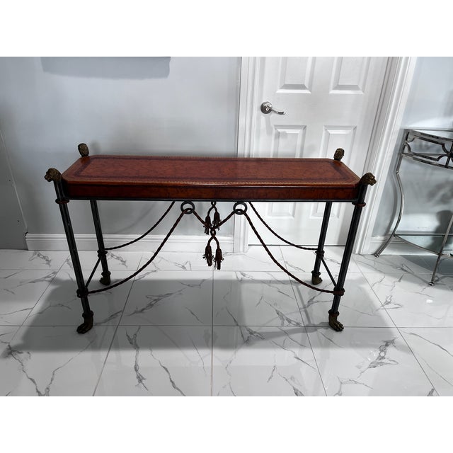 Egyptian Revival Neoclassical -Style Leather Top Console Table by Maitland Smith For Sale - Image 11 of 11
