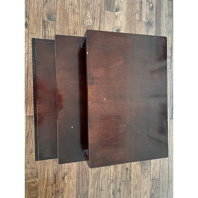 1990s Authentic Barbara Barry for Baker Modern Regency Dark Mahogany Three-Tier Side Table (1990s) For Sale - Image 5 of 8
