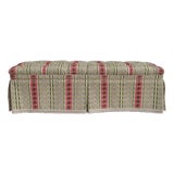 Vintage Charles Stewart Furniture Company Button-Tufted Long Bench With Pierre Frey Textile For Sale