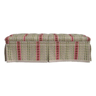 Vintage Charles Stewart Furniture Company Button-Tufted Long Bench With Pierre Frey Textile For Sale