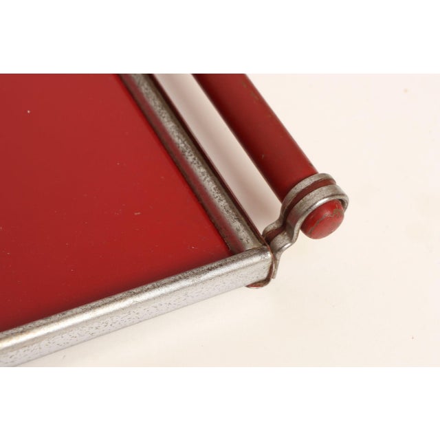 American Art Deco Chrome, Glass, Red Laminate and Painted Wood Tray For Sale - Image 16 of 18