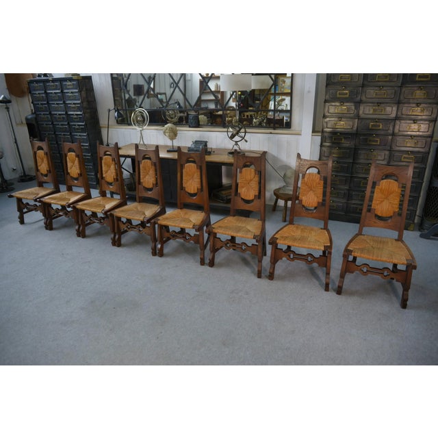 Vintage Rustic Oak Chairs, 1950s, Set of 8 For Sale - Image 12 of 12