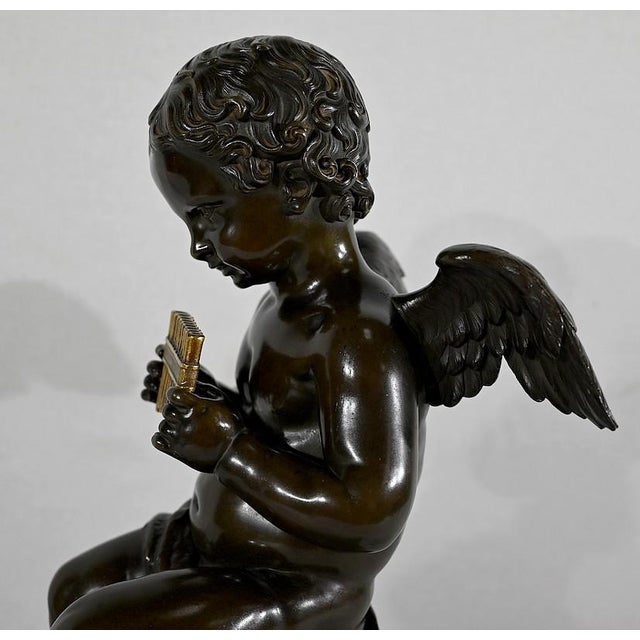 Angel with Flute, Late 19th Century, Bronze & Marble For Sale - Image 18 of 18