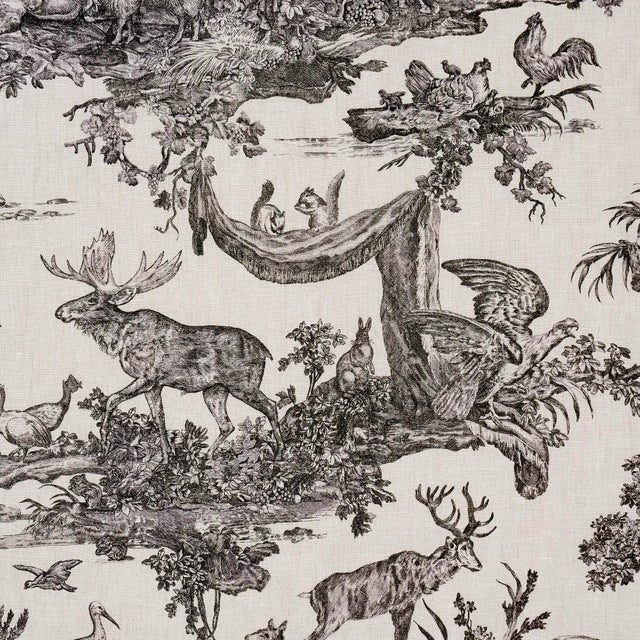 Schumacher SAMPLE - Schumacher Western Toile Fabric In Carbon For Sale - Image 4 of 7