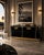 A sculptural and richly appointed Mastercraft credenza featuring their iconic combination of high-gloss black lacquer and...
