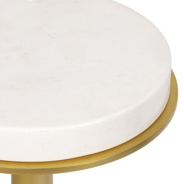 Logan Accent Table, Natural Brass with Marble Top For Sale - Image 4 of 7