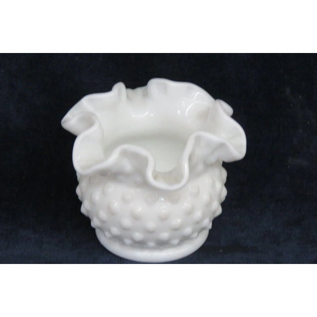 Mid-Century Modern Fenton Hobnail White Milk Glass Ruffle Rim Small Vase For Sale - Image 3 of 10