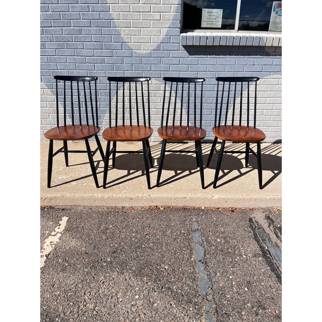 Set of 4 Fanett Dining Chairs by Ilmari Tapiovaara Elegant set of four Fanett dining chairs, designed by Finnish designer...