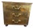 Brass Three Drawer Side Table With Rivets For Sale