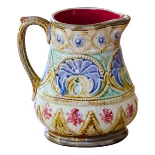 Antique Belgian Majolica Pitcher from Nimy-Les-Mons, 1851 For Sale