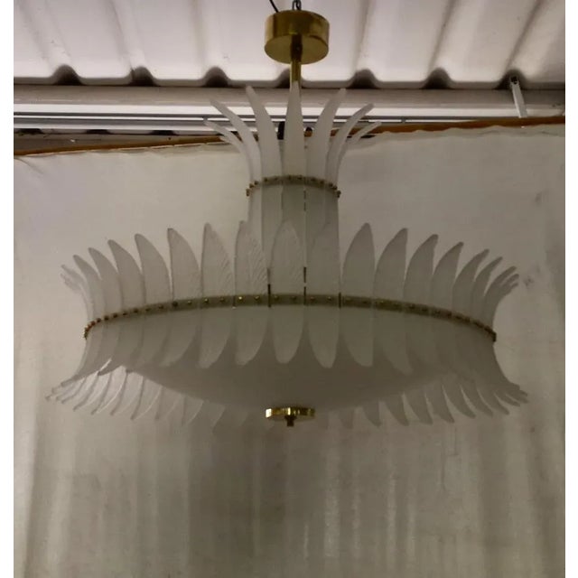 Mid-Century Round Murano Art Glass and Brass Chandelier, 2000s For Sale - Image 11 of 11