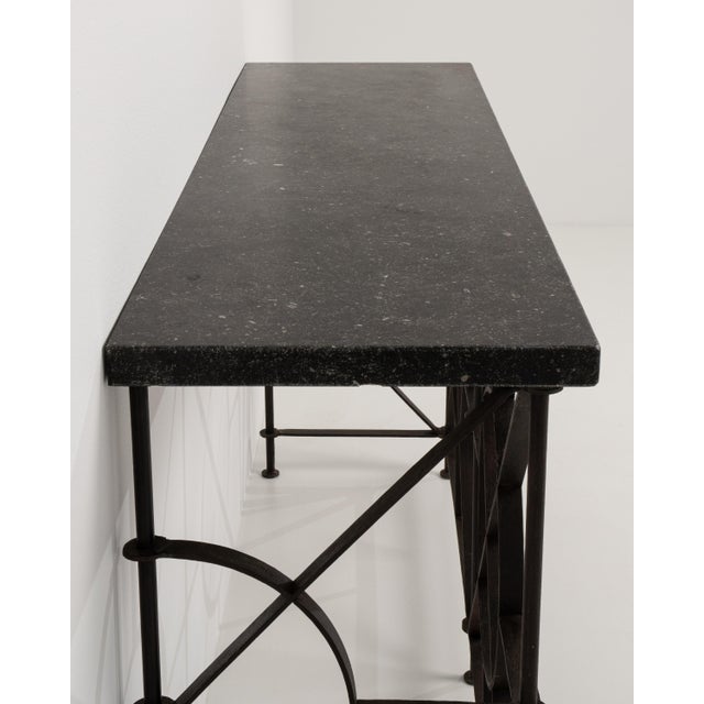 19th Century 19th Century French Wrought Iron Console with Blue Stone Top For Sale - Image 5 of 13