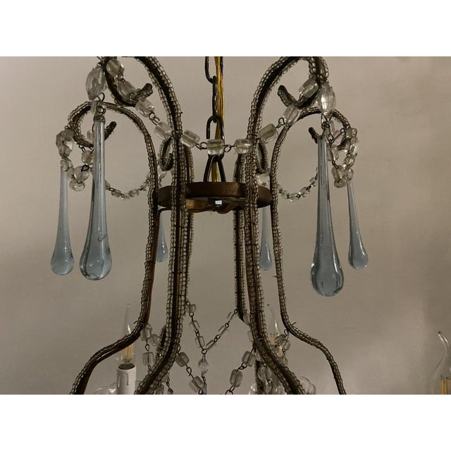 Crystal Beaded Murano Glass Chandelier, 1960s For Sale - Image 13 of 16