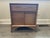 1950s Vintage Heywood‑Wakefield Mahogany Side Table Cabinet – Mid‑Century Storage With Drawer & Sliding Doors For Sale - Image 5 of 11
