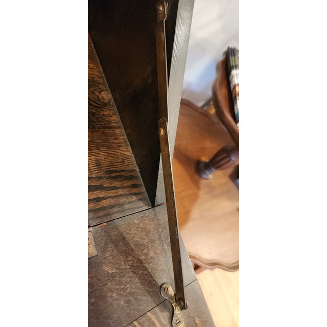 Antique Arts & Crafts MIssion Style Quarter-Sawn Oak Slant Secretary Desk For Sale - Image 12 of 16