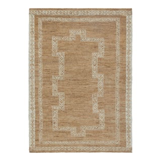 10x14Ft. Natural Brown Cream Jute Taureg Inspired Soumek Jute Hand Woven Rug For Sale