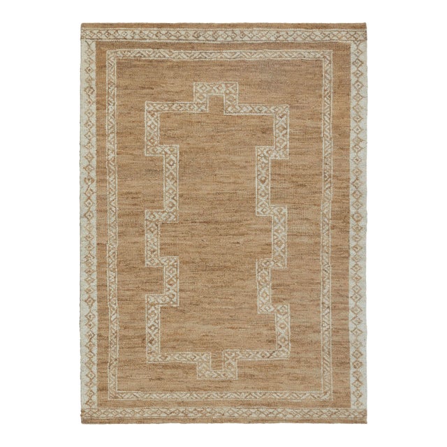 10x14Ft. Natural Brown Cream Jute Taureg Inspired Soumek Jute Hand Woven Rug For Sale