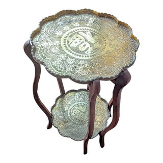 70's Mid Century Traditional Chinese 2 Tier Table For Sale