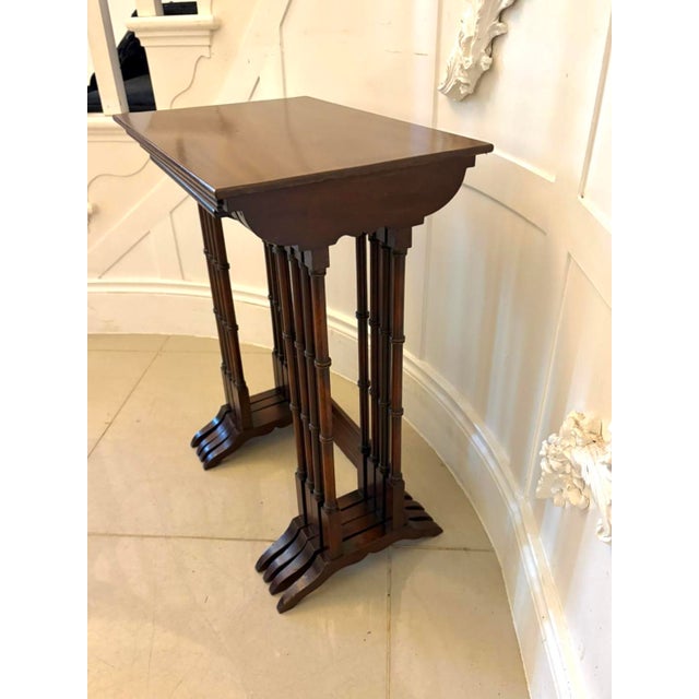 Wood Antique Edwardian Mahogany Quartetto Nesting Tables with Satinwood Inlay, 1900, Set of 4 For Sale - Image 7 of 14