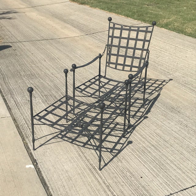 Mario Papperzini for Salterini Italian Wrought Iron Reclining Arm Chair and Ottoman, Attributed For Sale In Dallas - Image 6 of 11